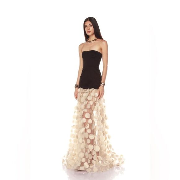 NWOT BRONX AND BANCO Harper Strapless Black and Beige Gown - Picture 2 of 16